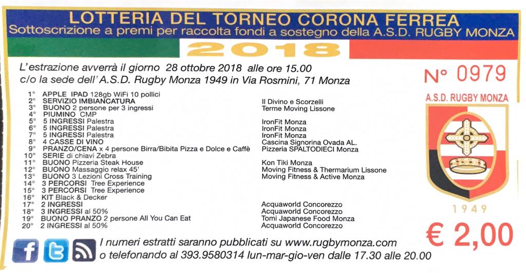 Lotteria Corona Ferrea 2018 elenco biglietti vincenti